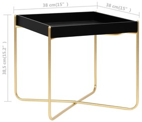 Τραπέζι Βοηθητικό Μαύρο / Χρυσό 38 x 38 x 38,5 εκ. από MDF - Μαύρο