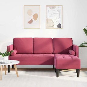 vidaXL Σετ Καναπέ Μπορντό 173 x 131 x 67 εκ Βελούδο