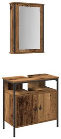 Σετ Επίπλων Μπάνιου με ράφι 2 pcs Καφέ Επεξεργασμένο ξύλο