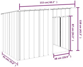 Σπιτάκι Σκύλου με Οροφή Ανθρακί 153x91x110 εκ Γαλβαν. Χάλυβας - Ανθρακί