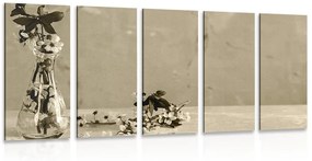 Εικόνα 5 μερών ενός άνθους κερασιάς σε βάζο με σέπια - 100x50
