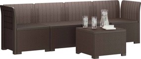 vidaXL Καθιστικό Κήπου 4 Θέσεων από Ρατάν PP Καφέ