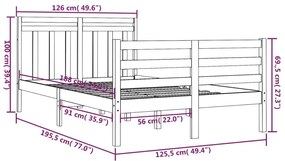 Πλαίσιο Κρεβατιού Λευκό 120x190 εκ. Μασίφ Ξύλο Small Double - Λευκό