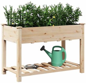 vidaXL Γλάστρα Κήπου Μπεζ 115 x 59 x 76.5 εκ Στερεό ξύλο έλατου