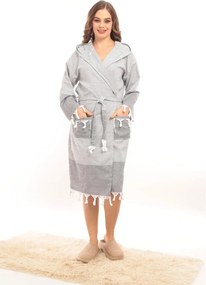 Stewehome διάλεξε unisex μπουρνούζι με κουκούλα γκρι ριγέ 100% βαμβακερό (S/M)