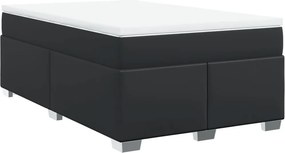 vidaXL Κρεβάτι Boxspring με Στρώμα Μαύρο 120x190εκ.από Συνθετικό Δέρμα