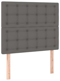 vidaXL Κρεβάτι Boxspring με Στρώμα Γκρι 90x200 εκ. από Συνθετικό Δέρμα