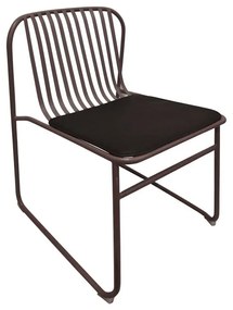 STRIPE Καρέκλα Κήπου Βεράντας, Μέταλλο Βαφή Sand Brown, Μαξιλάρι PU Μαύρο  52x59x77cm [-Καφέ Σκούρο-] [-Μέταλλο-] Ε540,3