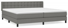 vidaXL Κρεβάτι Boxspring με Στρώμα Σκούρο Γκρι 200x200 εκ. Υφασμάτινο