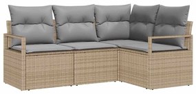 vidaXL Σετ Καναπέ Κήπου 4 pcs Μπεζ Πολυ ράταν