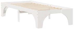 vidaXL Κρεβάτι δαπέδου Λευκό 100 x 200 cm Μασίφ ξύλο πεύκου