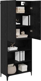 vidaXL Highboard Μαύρη Οξυά 69,5 x 34 x 180 εκ. Επεξεργασμένο Ξύλο