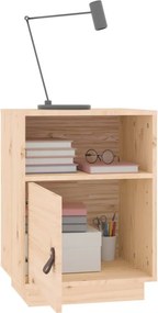 vidaXL Κομοδίνο Λευκό 40 x 34 x 55 εκ. από Μασίφ Ξύλο Πεύκου