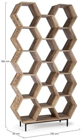 Βιβλιοθήκη Wahida Ξύλο Μάνγκο 100x30x186 εκ.