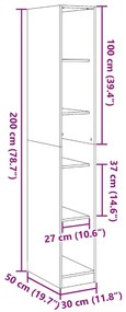 Ντουλάπα Καφέ Δρυς 30x50x200 εκ. από Επεξεργασμένο Ξύλο - Καφέ