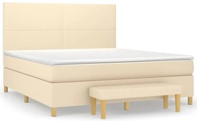 vidaXL Κρεβάτι Boxspring με Στρώμα Κρεμ 160x200 εκ. Υφασμάτινο