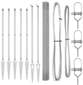 vidaXL Στύλος Περιφράξεων Ασημί 10 x 1,5 μ (16 x 16 mm δίχτυ) Ατσάλι