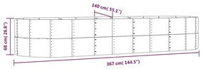 vidaXL Ζαρντινιέρα Καφέ 367x140x68 εκ. Ατσάλι με Ηλεκτρ. Βαφή Πούδρας