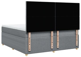 Κρεβάτι Boxspring με Στρώμα Ανοιχτό Γκρι 200x200 εκ. Υφασμάτινο - Γκρι