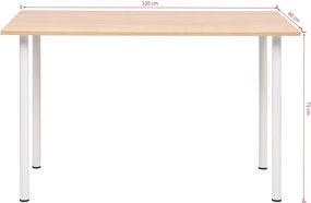 vidaXL Τραπεζαρία Χρώμα Δρυός και Λευκό 120 x 60 x 73 εκ.