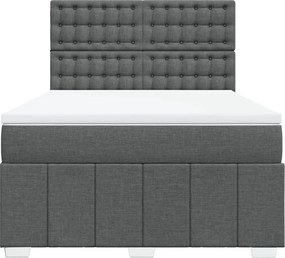 vidaXL Κρεβάτι Boxspring με Στρώμα Σκούρο Γκρι 140x200 εκ Υφασμάτινο