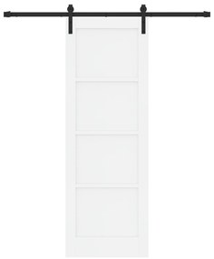 vidaXL Συρόμενη Πόρτα  με Σετ Υλικών Λευκή 73.5x211 εκ. Συμπαγές Ξύλο Πεύκο