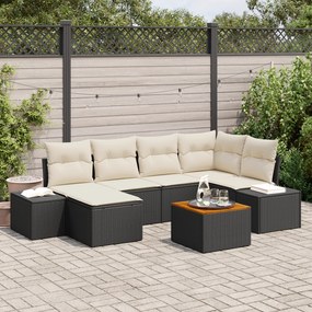 vidaXL Σετ Καναπέ Κήπου 7 pcs Μαύρος, λευκός