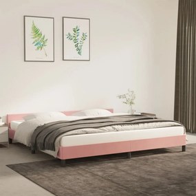Πλαίσιο Κρεβατιού με Κεφαλάρι Ροζ 200x200 εκ. Βελούδινο