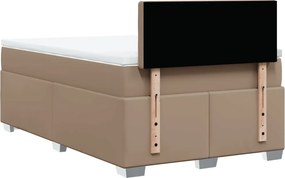 vidaXL Κρεβάτι Boxspring με Στρώμα Καπουτσίνο 120x200εκ.από Συνθ.Δέρμα