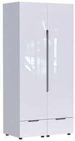Ντουλάπα δίφυλλη Afina mdf-μελαμίνη σε λευκή glossy απόχρωση 100x57x213εκ 100x57x213 εκ.