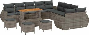 vidaXL Σετ Καναπέ Κήπου 14 pcs Γκρι συνθετικό ρατάν