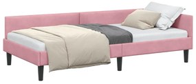 vidaXL Πλαϊνό Κρεβάτι Ροζ 100 x 200 cm Βελούδο και Στιβαρή ξυλεία