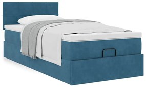 Οθωμανικό κρεβάτι με στρώμα σκούρο μπλε 90x190cm Velvet 3311745