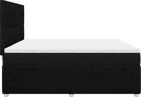vidaXL Κρεβάτι Boxspring με Στρώμα Μαύρο 200x200 εκ. Υφασμάτινο