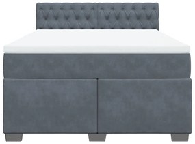 Κρεβάτι Boxspring με Στρώμα Σκούρο Γκρι 140x200 εκ. Βελούδινο - Γκρι