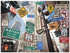 Φωτοταπετσαρία - NYC signs on a coloured background 250x193