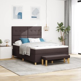 vidaXL κρεβάτι Box Spring με στρώμα & πάγκο Καφέ 160x200 εκ. Υφασμάτινο