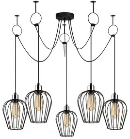 Φωτιστικό Οροφής Tel 892OPV1715 Φ120x130cm 5xE27 40W Black Opviq