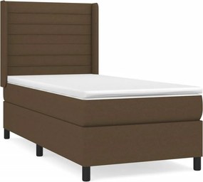 vidaXL Κρεβάτι Boxspring με Στρώμα Σκούρο Καφέ 90x200 εκ. Υφασμάτινο