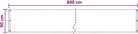 vidaXL Οθόνη Μπαλκονιού Ορθογώνιος 90 x 800 cm HDPE και Αλουμίνιο