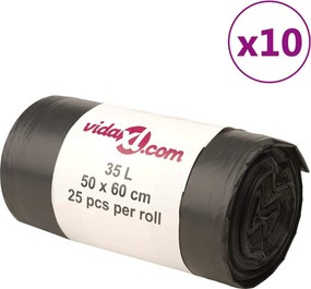 vidaXL Σακούλες Απορριμμάτων 250 τεμ. Μαύρες 35 Λ.
