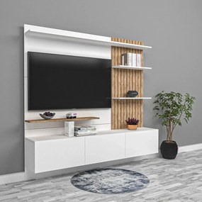 Stewehome Έπιπλο τηλεόρασης με ράφι από mdf Λευκό 70x24x10 cm