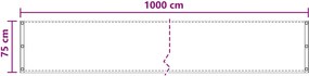 vidaXL Οθόνη Μπαλκονιού Ορθογώνιος 75 x 1000 cm HDPE και Αλουμίνιο