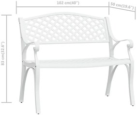 vidaXL Παγκάκι Κήπου 102 εκ. Λευκό από Χυτό Αλουμίνιο
