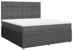 Κρεβάτι Boxspring με Στρώμα Σκούρο Γκρι 180x200 εκ Υφασμάτιν - Γκρι