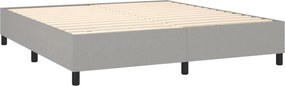vidaXL Κρεβάτι Boxspring με Στρώμα Ανοιχτό Γκρι 180x200 εκ. Υφασμάτινο