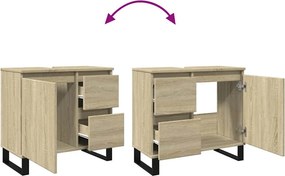 vidaXL Ντουλάπι Μπάνιου Sonoma Δρυς 65x33x60 εκ. Επεξεργασμένο Ξύλο