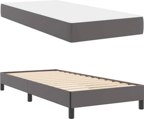 vidaXL Σκελετός Κρεβατιού με στρώμα Γκρι 90 x 190 cm ύφασμα