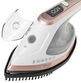 Σίδερο ατμού  2in1 Adler AD 5044, 1800W, 180ml, 25g/min, Κεραμική πλάκα, οθόνη LED, Κάθετο και οριζόντιο σιδέρωμα, Λευκό/Χρυσό