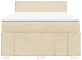 vidaXL Κρεβάτι Boxspring με Στρώμα Κρεμ 140x190 εκ. Υφασμάτινο
